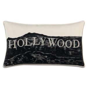 Hand-Painted Hollywood Skyline Throw Pillow Cover 15x26