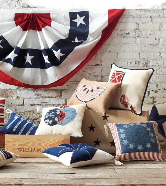 Americana High Flying Kite Throw Pillow Cover 18x18 Etsy