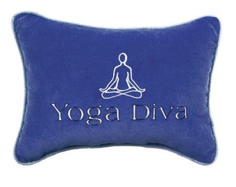 BLUE PILLOW | YOGA Pillow | Elevate your home decor with our Regal Blue 100% Velvet Phrase Pillow | Luxurious crafted and exquisitely design