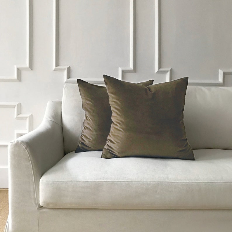 Mocha Velvet Throw Pillow Cover 24x24 Etsy