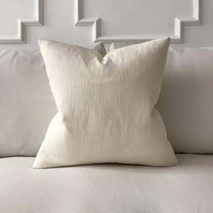 Ivory Solid Linen Throw Pillow Cover 20x20 image 6