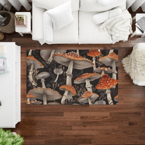 Mushroom Rug, Area Rugs, Cottagecore Home Decor, Cottage Core Home Interior Decor, Mushroom Interior, Gift for Home, Housewarming Gift