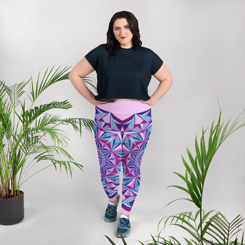 Pink and Blue Plus Size Leggings; Colourful leggings; Pink and Blue Mandala Leggings; Plus Size Yoga Pants; Plus Size Leggings