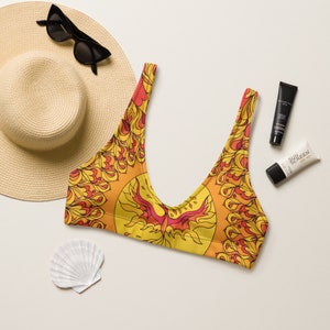 Orange Bikini Top for Women, Orange Bathing Suit Top for Women, Festival Bikini Top, Tribal Bathing Suit Top, Phoenix, Rave Top