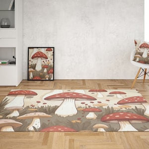 Mushroom Rug, Area Rugs, Cottagecore Home Decor, Cottage Core Home Interior Decor, Mushroom Interior, Gift for Home, Housewarming Gift