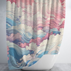 Pastel Wave Shower Curtain, Exclusive Design, Vibrant Unique Colorful Bath Decor, One-of-a-Kind Oasis for Your Bathroom