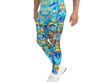 Herren Leggings perfekt für Yoga, Joggen, Festival, Rave Outfit, Workout, Spaziergang. Meggings, Leggins für Männer, Tribal Yoga Hose Männer