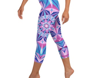 Super Soft and Comfortable Capri Yoga Pants for Women - Funky Mid Calf Yoga Leggings, Festival-Ready Thighs