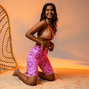 Hot Pink Yoga Biker Shorts with Pocket, High Waisted Workout Shorts, Yoga Wear, Gift for Her, Gift for Wife