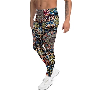 Herren Leggings perfekt für Yoga, Joggen, Festival, Rave Outfit, Workout, Spaziergang. Meggings, Leggins für Männer, Tribal Yoga Hose Männer