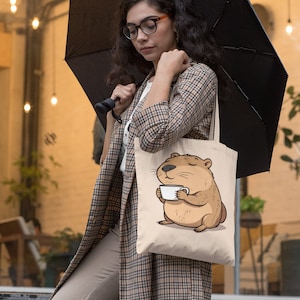 Capybara Tote Bag, Capybara Accessory, Cotton Canvas Tote Bag