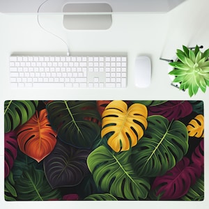 Deskmat with Monstera, Perfect Gift for Plant Lover, Versatile Large Desk Pad, Ideal for Gamers, Crafters, Home Office, Large Mouse Pad