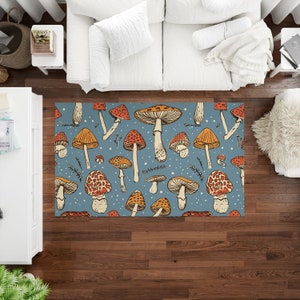 Mushroom Rug, Area Rugs, Cottagecore Home Decor, Cottage Core Home Interior Decor, Mushroom Interior, Gift for Home, Housewarming Gift