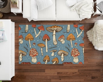 Mushroom Rug, Area Rugs, Cottagecore Home Decor, Cottage Core Home Interior Decor, Mushroom Interior, Gift for Home, Housewarming Gift