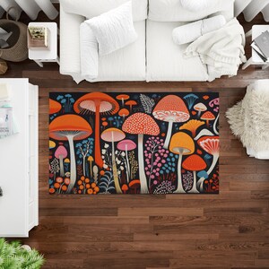 Mushroom Rug, Area Rugs, Cottagecore Home Decor, Cottage Core Home Interior Decor, Mushroom Interior, Gift for Home, Housewarming Gift