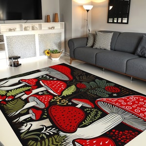 Mushroom Rug, Area Rugs, Cottagecore Home Decor, Cottage Core Home Interior Decor, Mushroom Interior, Gift for Home, Housewarming Gift