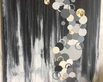 Black and Gray Acrylic Mixed Media 16x20