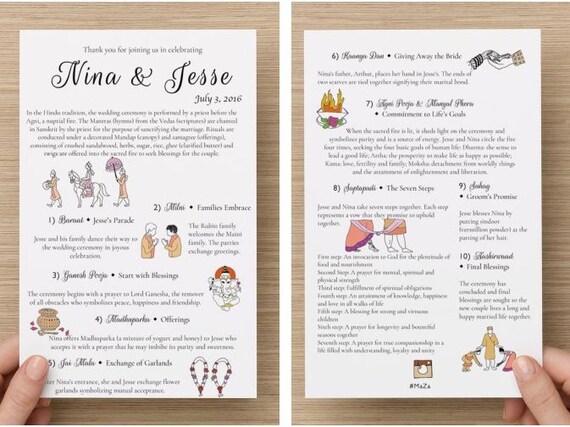 Hindu Printable Indian Wedding Ceremony Program With Cursive Etsy