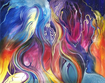 Flames and Stars- Original Oil on Canvas Painting