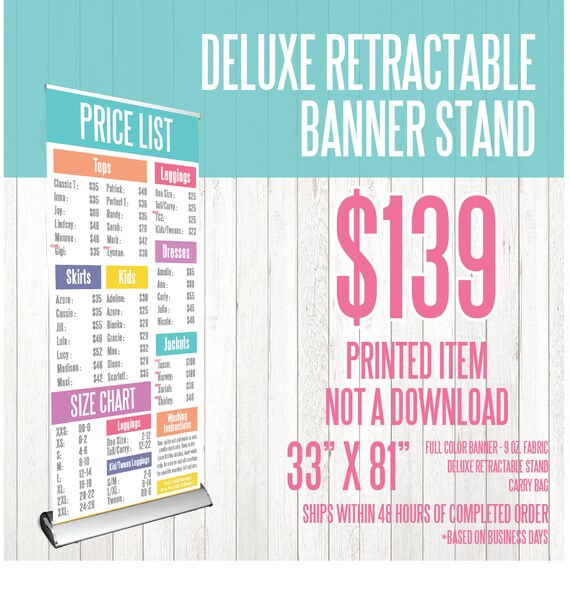 Retractable Banner Stand Deluxe Price List Etsy