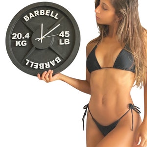 Weightlifting Gift Idea - 45 lb Barbell Gym Wall Clock