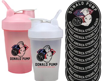 Trump 2025 Protein Shaker Bottle Set “Donald Pump” Gym & Workout Gift MAGA Fitness, Pre-Workout Drink Cup, Gift for Men Women, Christmas