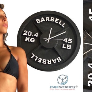 Fitness Gift Ideas - 45 lb Barbell Gym Wall Clock