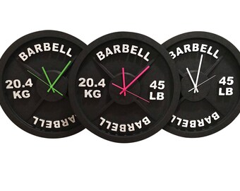 Replica 45 lb Barbell Weight Fitness Clock - Green Gym Fitness Workout Gifts Ideas Him Her