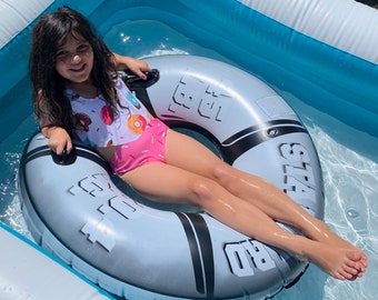 2-in-1 Inflatable Tube with Handles –Use as Pool Float or Snow Sled Heavy-Duty Blow Up Tube for Summer Swimming or Winter Fun, Kids & Adults