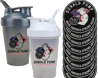 Trump 2025 Protein Shaker Bottle Set “Donald Pump” Gym & Workout Gift MAGA Fitness, Pre-Workout Drink Cup, Gift for Men Women, Christmas
