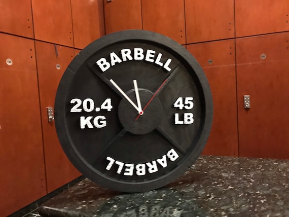 Fitness Gift Ideas 45 lb Barbell Gym Wall Clock