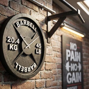 Barbell Plate Wall Clock – 45LB Olympic Weight Replica Gym Decor | Fitness Room Wall Art, Home Gym Gift Idea for Men & Women 2025