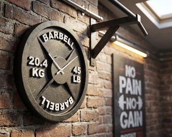 Barbell Plate Wall Clock – 45LB Olympic Weight Replica Gym Decor | Fitness Room Wall Art, Home Gym Gift Idea for Men & Women 2025