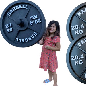 Fake Weights – 3 Pairs 45lb Barbell Commercial Grade Durable Custom Special Black Plastic Weights Replica weight set Prop Weights No Returns