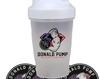 Donald Pump Shaker Bottle, Coasters, Patriotic Gym Valentine Gift
