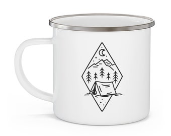 Camping Mug | Enamel Camping Mug | Camp Mug | Camping | Mountain | Camp | Adventure | Coffee Mug | Enamel Coffee Mug