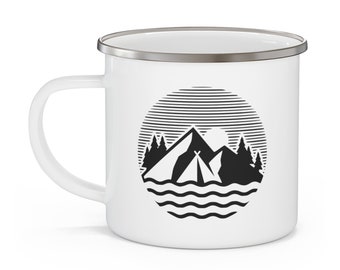 Camping Mug | Enamel Camping Mug | Camp Mug | Camping | Mountain | Camp | Adventure | Coffee Mug | Enamel Coffee Mug