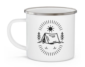 Camping Mug | Enamel Camping Mug | Camp Mug | Camping | Mountain | Camp | Adventure | Coffee Mug | Enamel Coffee Mug