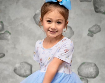 Cinderella Dress Girl Theme Park Outfit Girl Princess Costume Tulle Tutu Blue Dress Princess Gown Toddler Dress up Birthday Party Attire