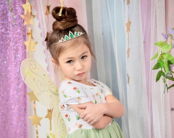 Tinker Bell Dress Tulle Child Theme Park Outfit Girl Princess Gown Tutu Green Dress Toddler Dress Up Clothes Little Girl Fairy Costume