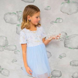 Cinderella Dress Princess Theme Park Outfit Girl Princess Gown Tulle Tutu Blue Dress Toddler Dress Up Clothes Little Girl Birthday Party