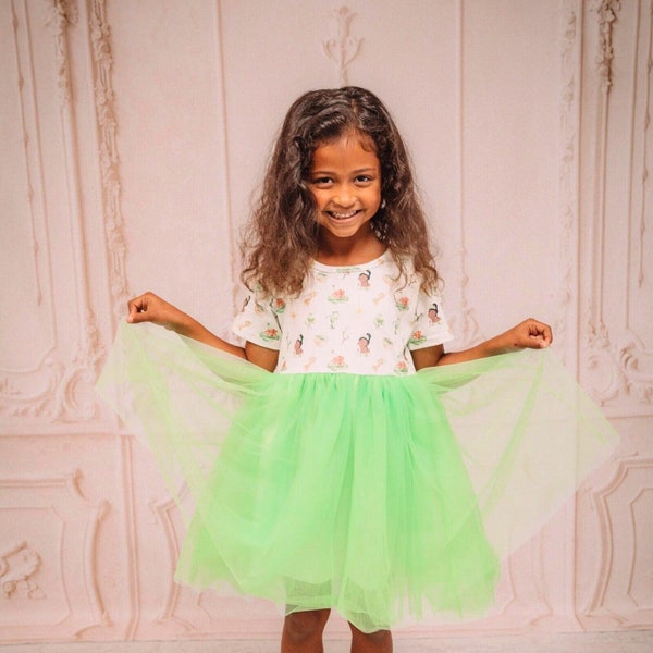 Frog Princess Dress Up Costume Tulle Tutu Green Dress Theme Park Outfit Girl Princess Gown Toddler Dress up Clothes Little Girl Dress up