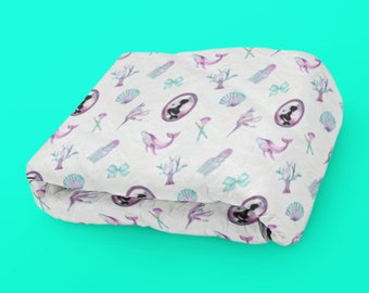 Soft White Children Blanket Character Mermaid Doll Blanket Baby Toddler Twin Size Blanket Comfy Kid Throw MakeUp Blanket Print Fashion Print