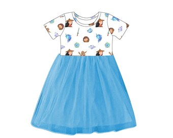 The Raya Dress – Girls Warrior Princess Dress Blue Tulle Skirt Raya Costume for Kids Princess Birthday Outfit Toddler Twirl Dress for Girls