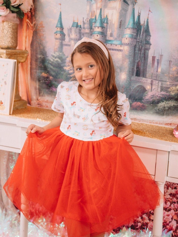 Little Mermaid Dress Girl Theme Park Outfit Ariel Gown Tulle Tutu Red Dress  Toddler Dress up Clothes Little Girl Dress up Birthday Party - Etsy