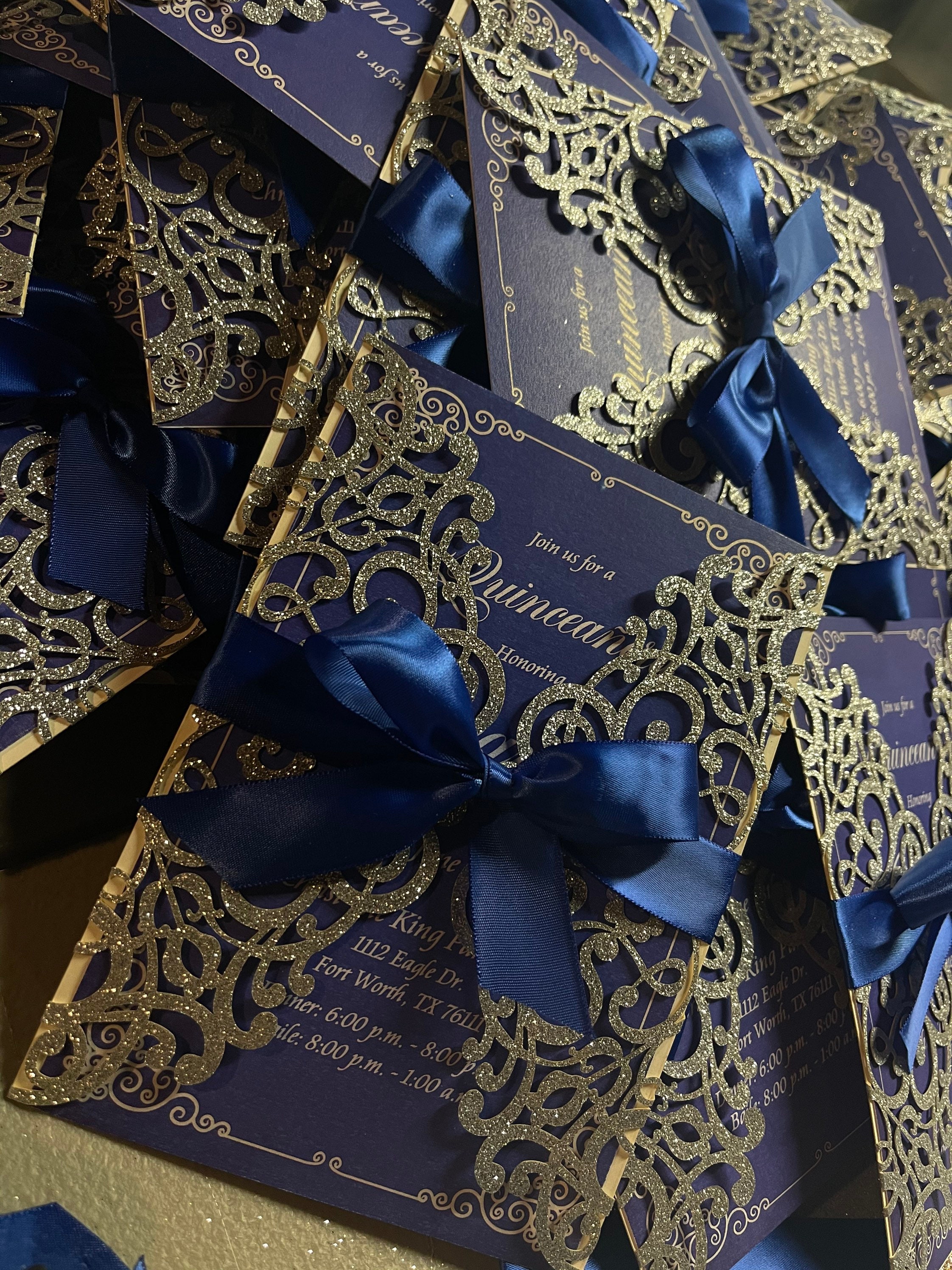 Royal Blue Quinceanera Invitations