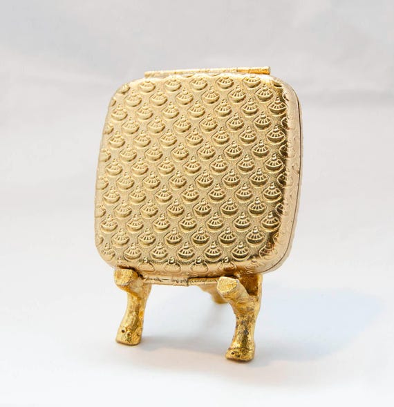 Gold-Tone Rounded Square Coty Compact - image 1