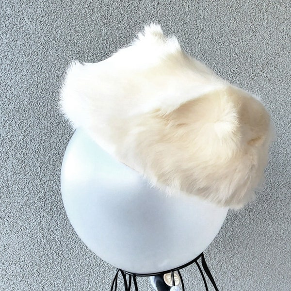 1950s Ivory White Winter Fur Hat
