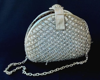 Expressions NYC Silver Beaded Sequin Evening Clutch