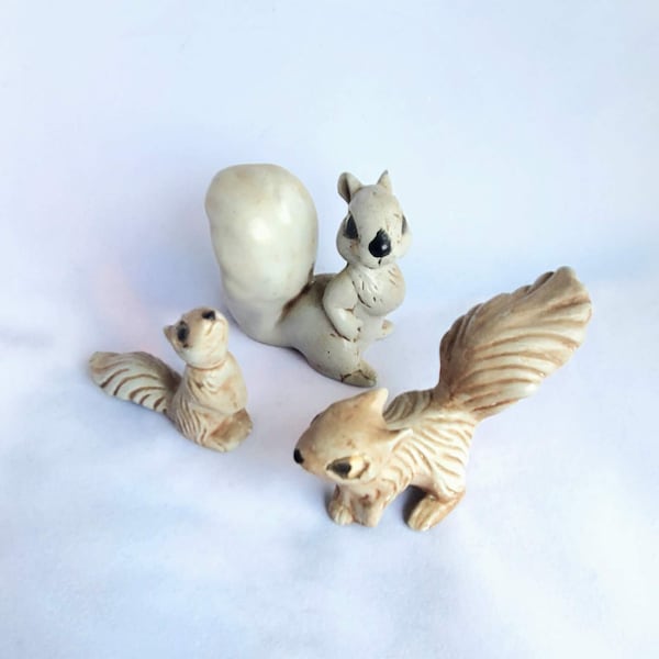 1950s Miniature Gray Squirrel Family - 3 Piece Set